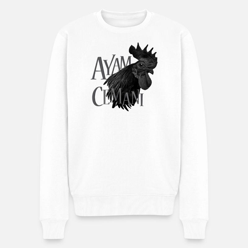 Ayam Cemani - Hühner Fans -  Hahn - Gockel  - Männer Premium Bio Pullover - Weiß