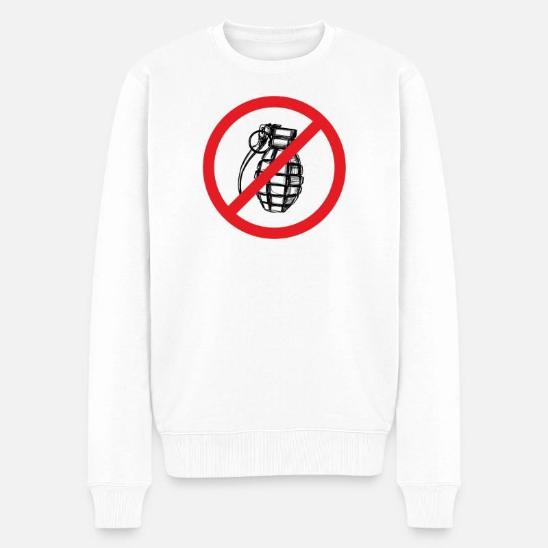 Grenade interdite ! Paix ! - Illustration - Pull Premium bio Homme - blanc