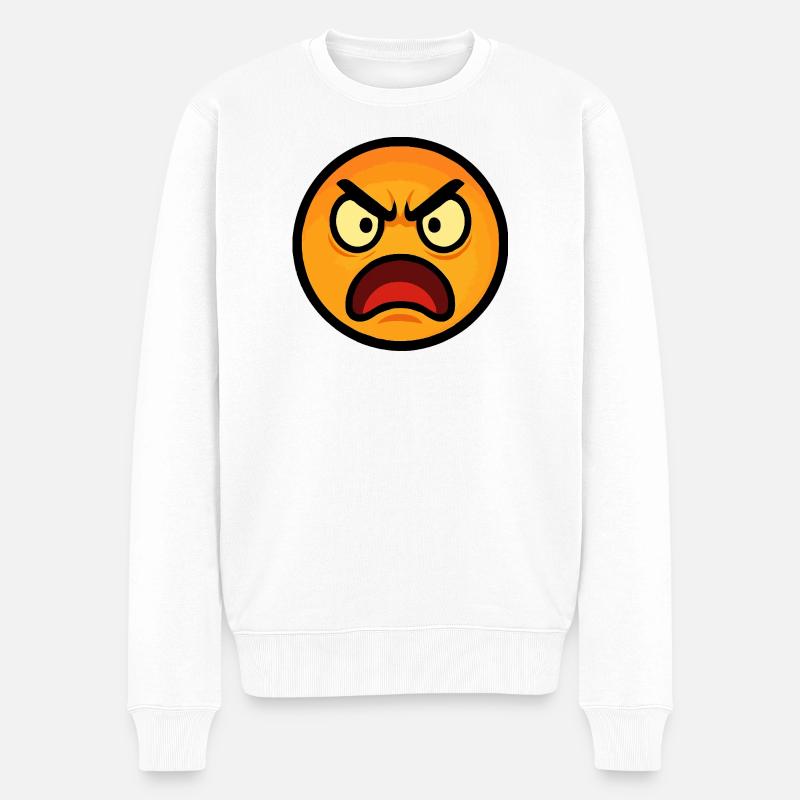 Wütendes Emoticon auf Flames Orange - Männer Premium Bio Pullover - Weiß