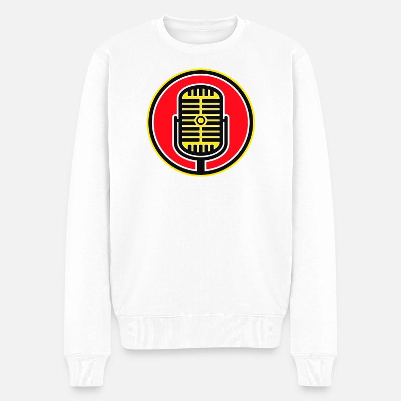 Retro-Mikrofonabzeichen - Männer Premium Bio Pullover - Weiß