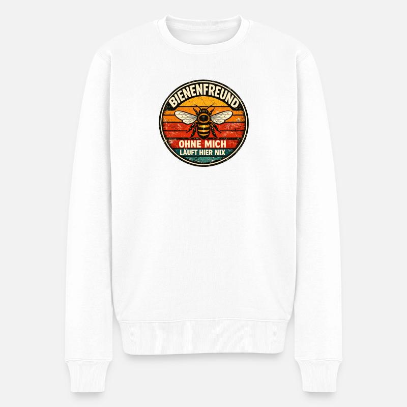 Diction rétro de Bee Friend - Pull Premium bio Homme - blanc