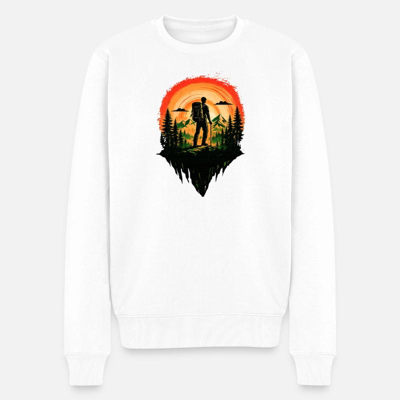 Rotes Schlafenszeit-Wanderabenteuer - Männer Premium Bio Pullover - Weiß