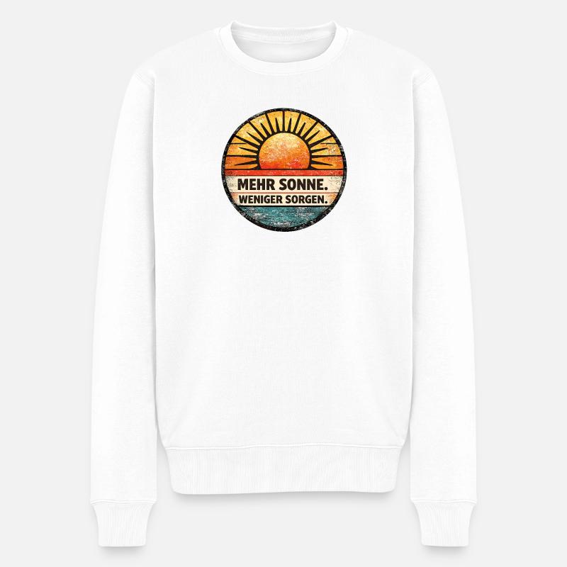 Plus de soleil, moins d’inquiétudes, rétro - Pull Premium bio Homme - blanc