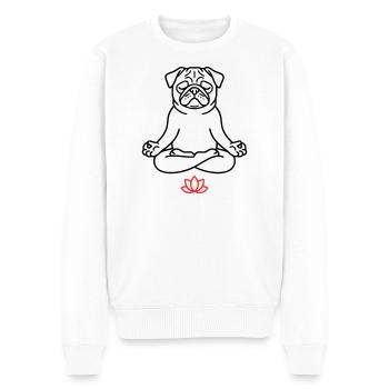 Livre de coloriage zen Pug Dog - Pull Premium bio Homme - blanc - Devant - Thijin (182cm)
