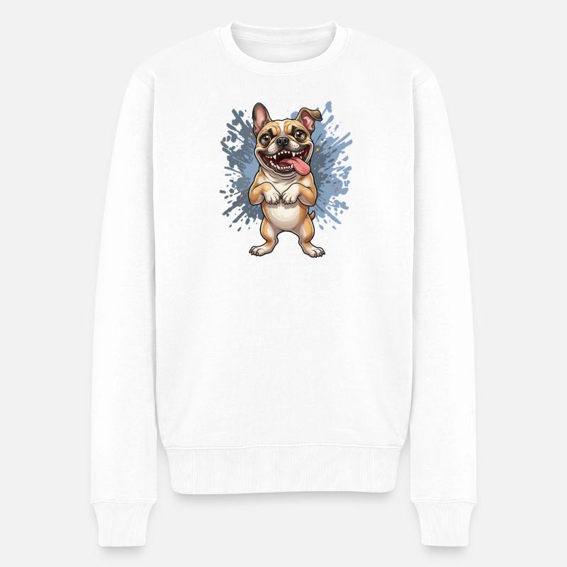 Pug Pose Splash - Männer Premium Bio Pullover - Weiß