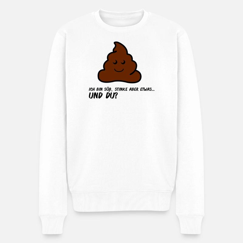 Freundliches Poo AA Comic Gesicht - Männer Premium Bio Pullover - Weiß
