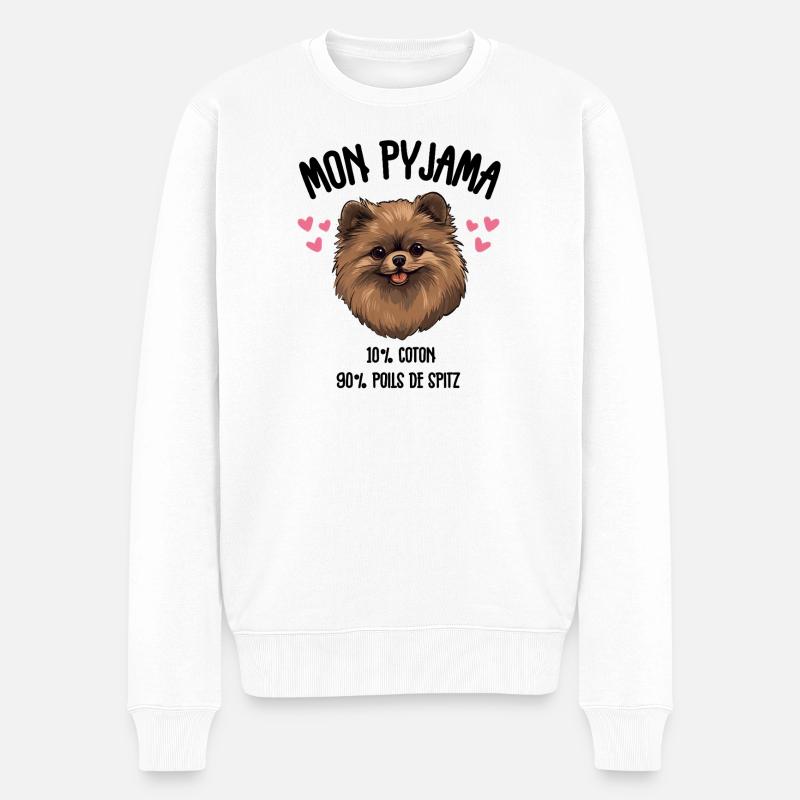 Lustige Pomeranian-Spitzhunde-Pyjamas - Männer Premium Bio Pullover - Weiß