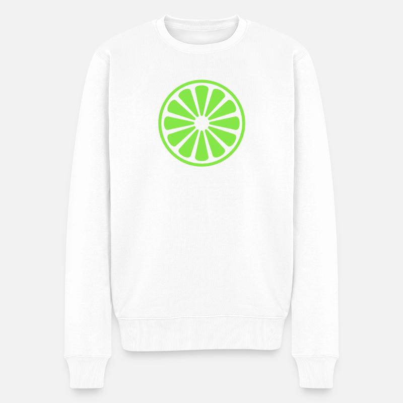 Limettenscheibe - Männer Premium Bio Pullover - Weiß
