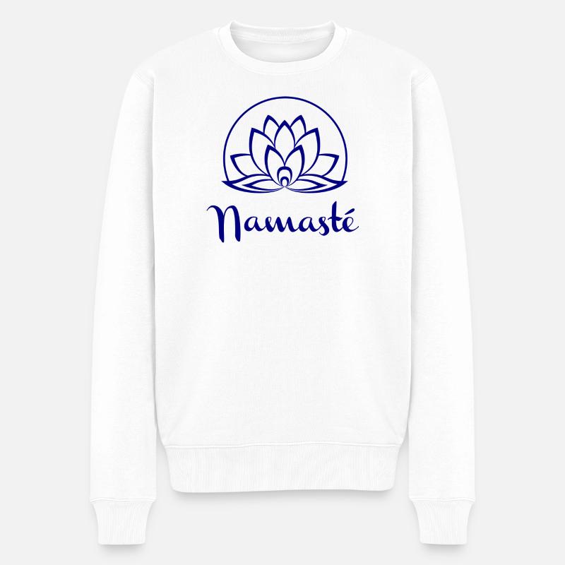 Namaste Lotus Mandala - Männer Premium Bio Pullover - Weiß