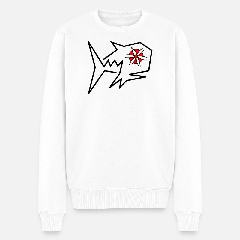 Blüten Fisch Fantasie - Männer Premium Bio Pullover - Weiß
