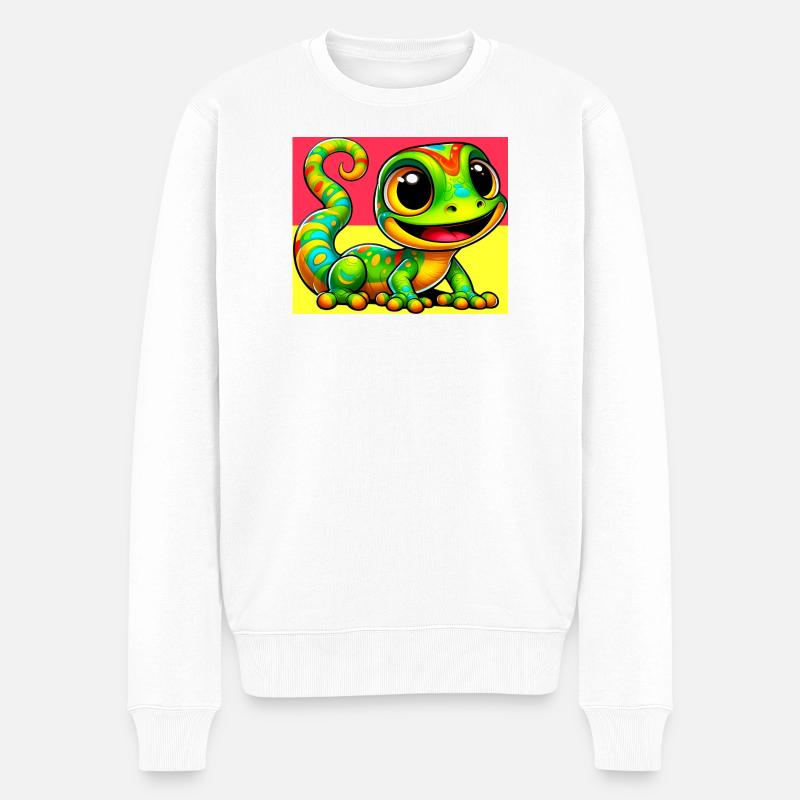 Gecko - Männer Premium Bio Pullover - Weiß