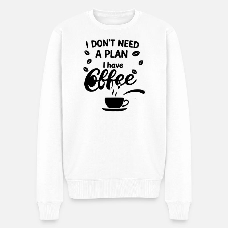 KAFFEE - Männer Premium Bio Pullover - Weiß