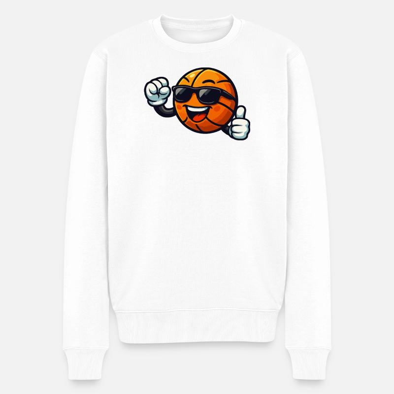 Ambiance basket avec lunettes de soleil - Pull Premium bio Homme - blanc