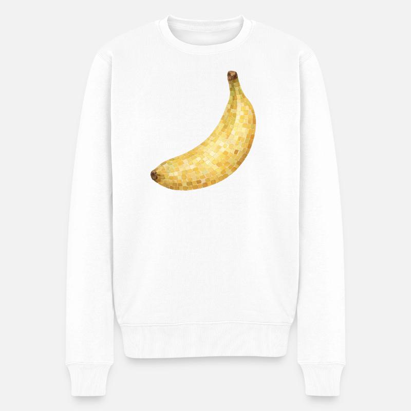 Mosaik Banane Goldgelb - Männer Premium Bio Pullover - Weiß