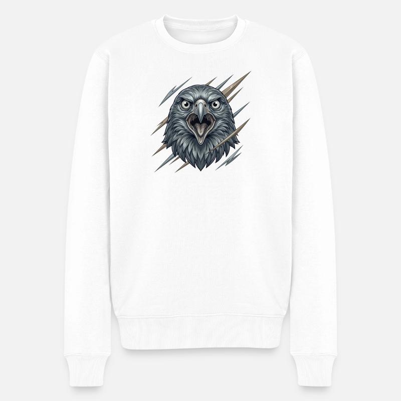 Aigle furieux dans la tempête - Pull Premium bio Homme - blanc