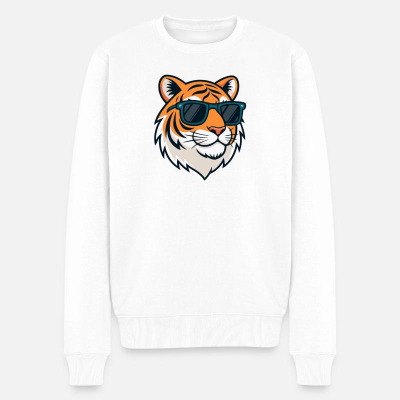 Tiger-Chic-Sonnenbrille - Männer Premium Bio Pullover - Weiß