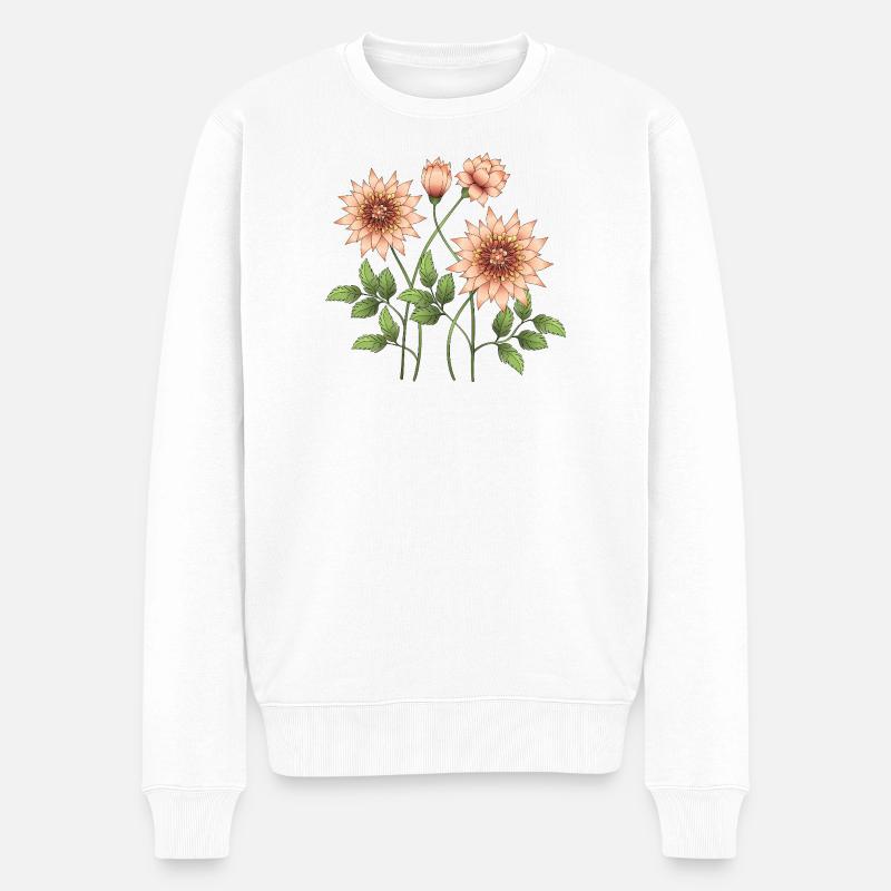Blumen - Männer Premium Bio Pullover - Weiß