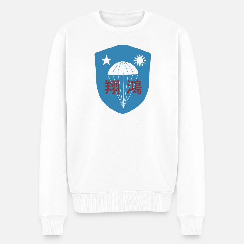 Zweiter Weltkrieg: Chinesisches OSS-Kommando-Fallschirmjägerabzeichen - Männer Premium Bio Pullover - Weiß
