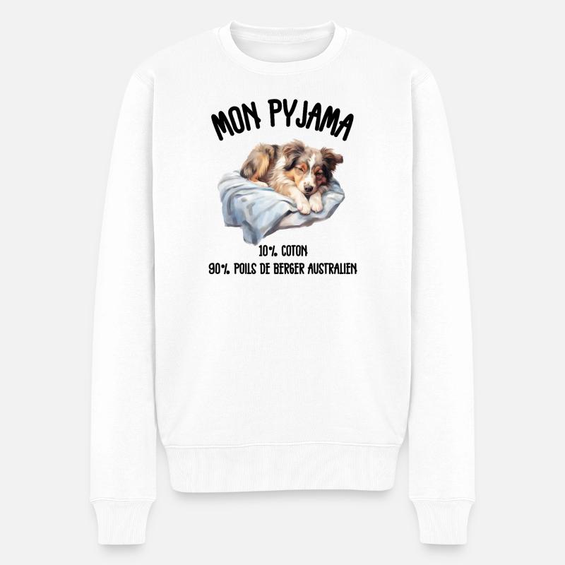 Pyjama Chien Berger Australien Drôle  - Pull Premium bio Homme - blanc