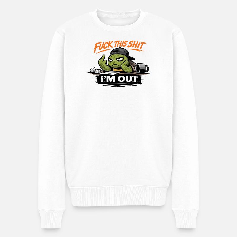 Skal-udgangs-Attitude Skildpadde - Økologisk premium-sweatshirt til mænd - hvid