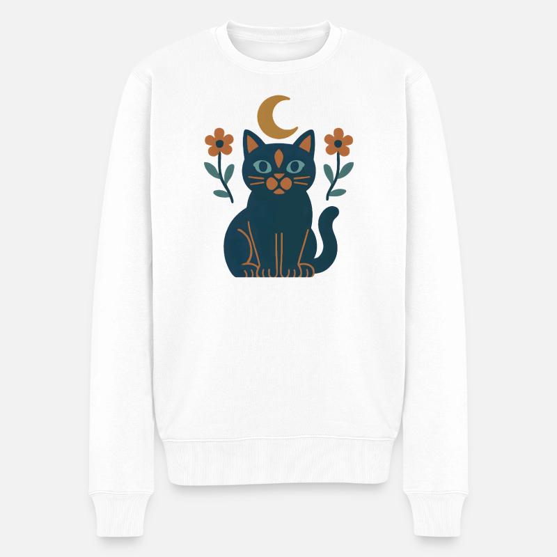 Mondschein Katzenträume - Männer Premium Bio Pullover - Weiß