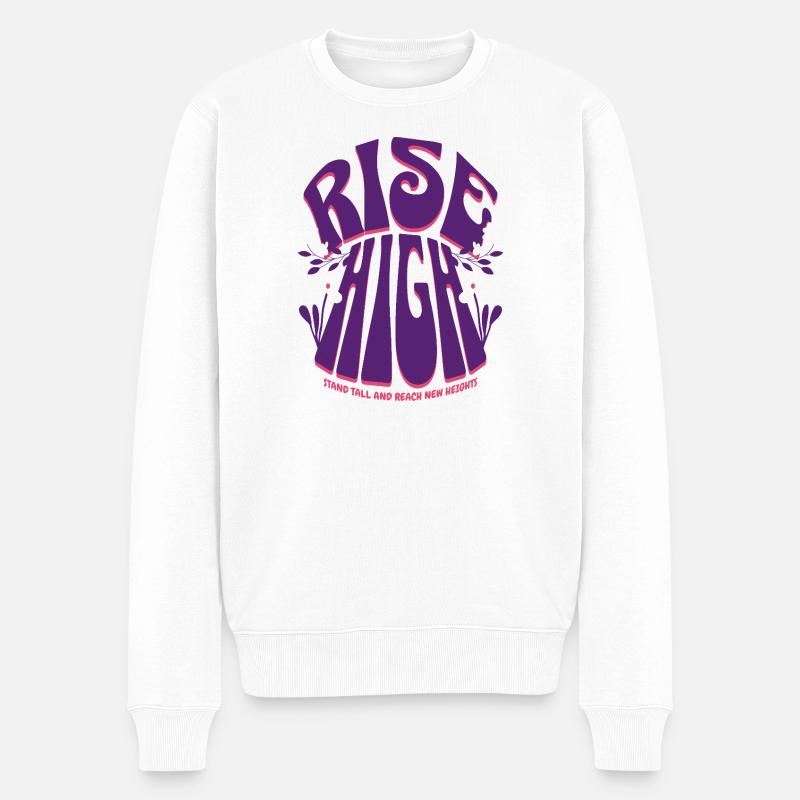 Erhöhe dich: Lila Blumen - Männer Premium Bio Pullover - Weiß