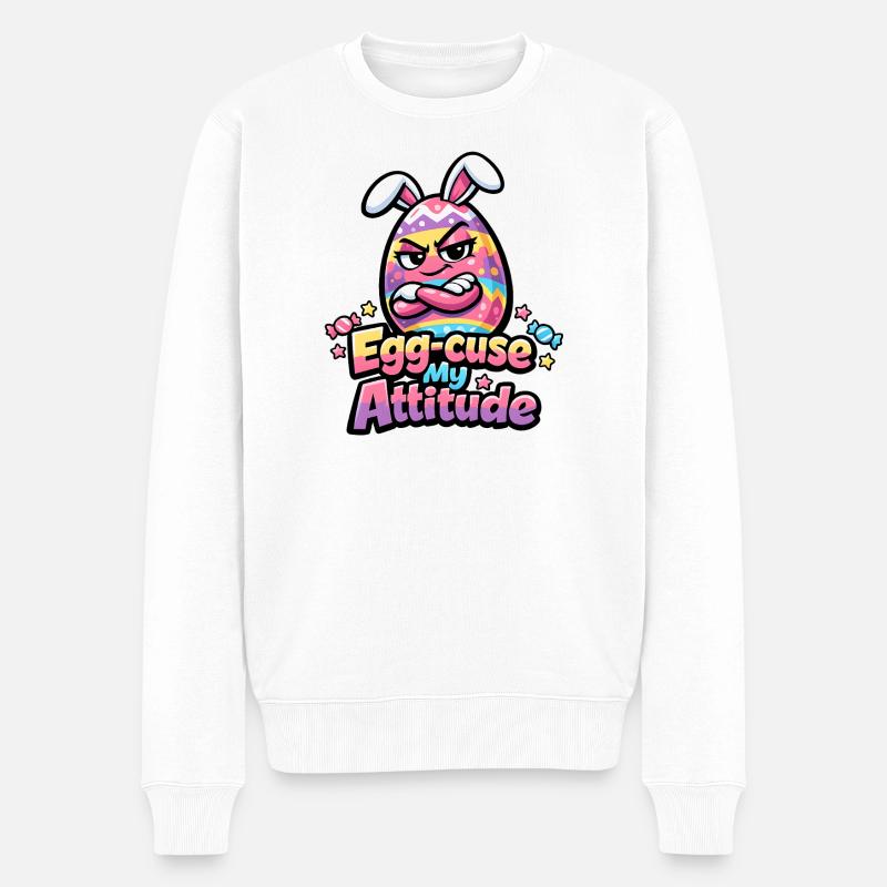 Egg-Cuse My Attitude Easter - Pull Premium bio Homme - blanc