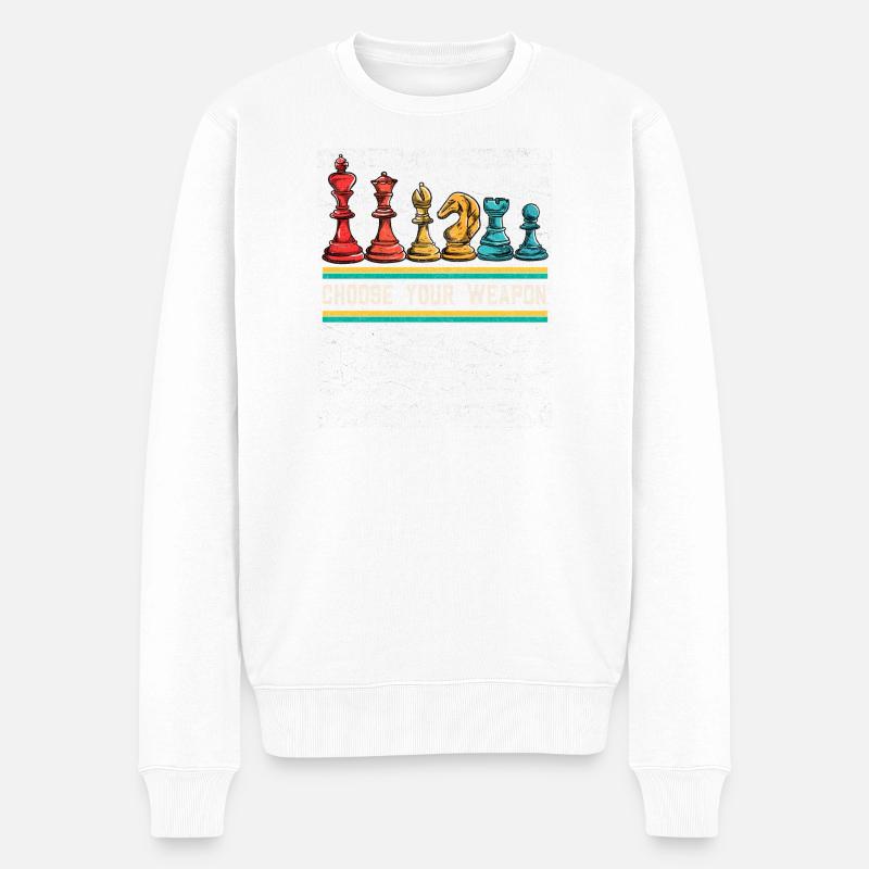 Choisissez votre arme : pièces d’échecs - Pull Premium bio Homme - blanc
