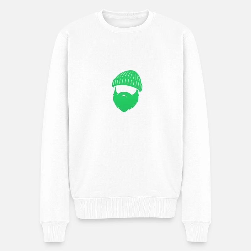 Beanie Bart Design – Maritimer Streetstyle - Männer Premium Bio Pullover - Weiß