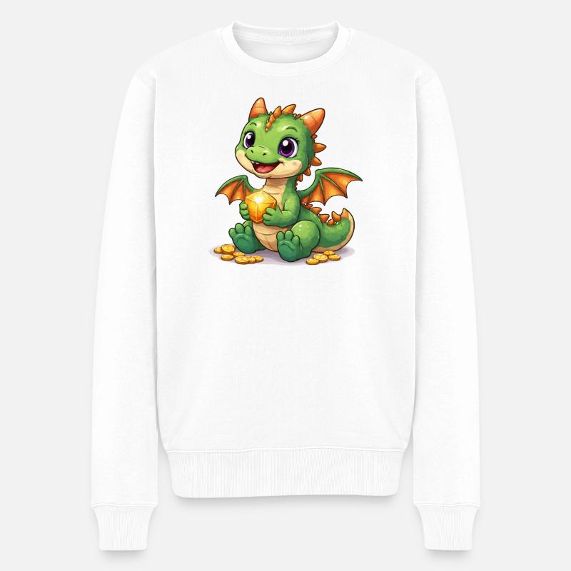 Petit Dragon avec de l’Or - Pull Premium bio Homme - blanc
