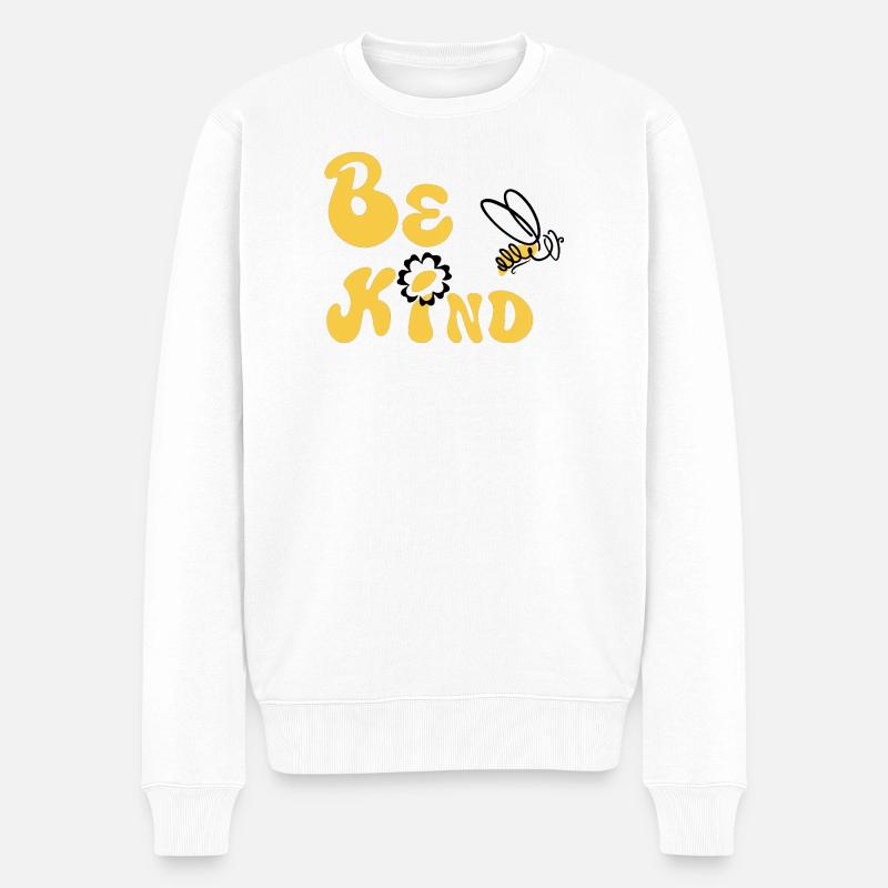 Sei freundlich! - Männer Premium Bio Pullover - Weiß