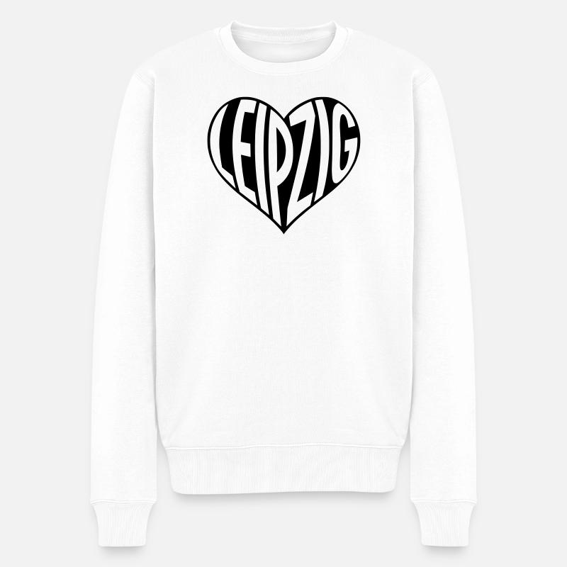 Leipzig Herz Typo - Männer Premium Bio Pullover - Weiß