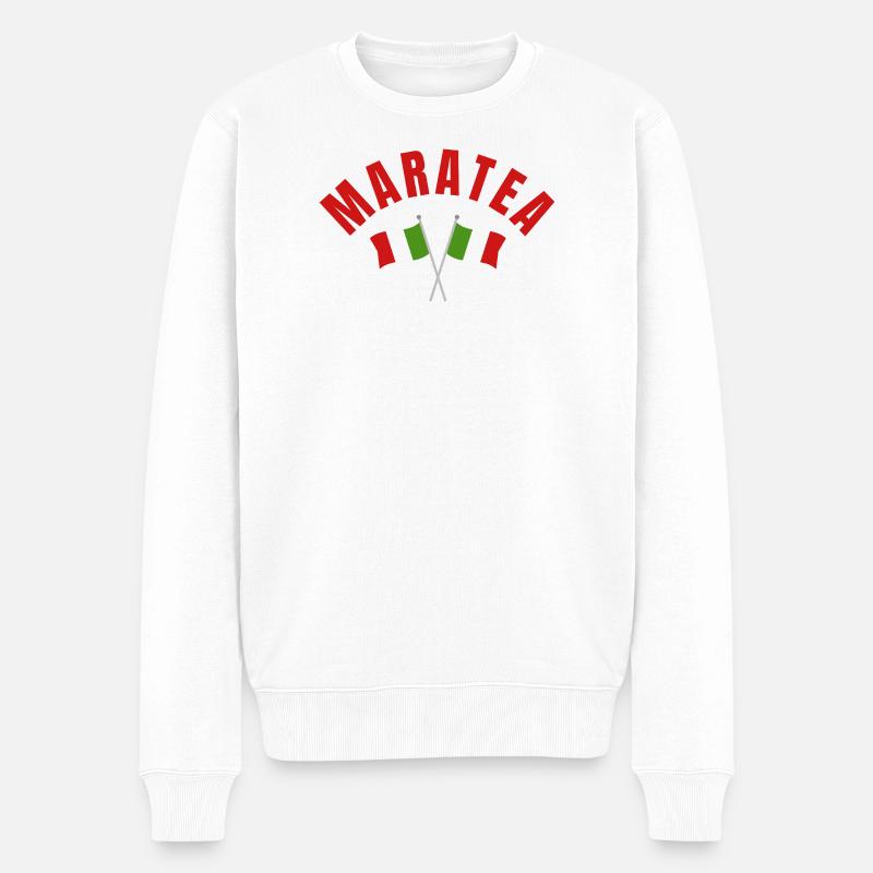 Maratea : drapeaux italiens croisés - Pull Premium bio Homme - blanc