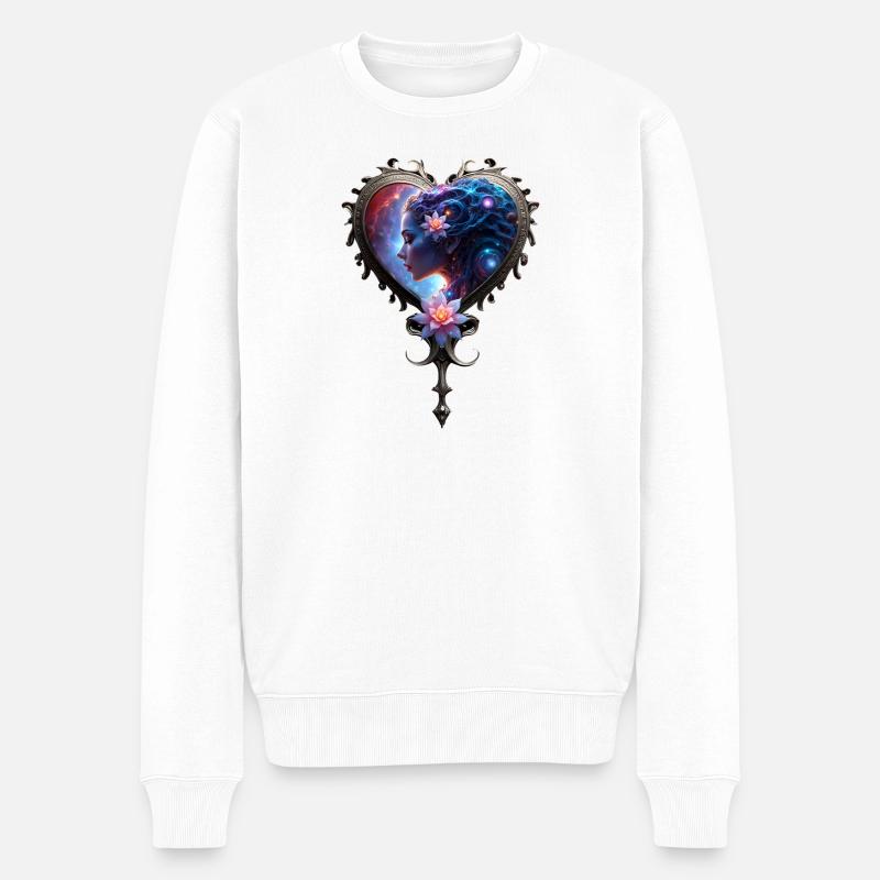 Sternherz mit Lotusblume - Männer Premium Bio Pullover - Weiß