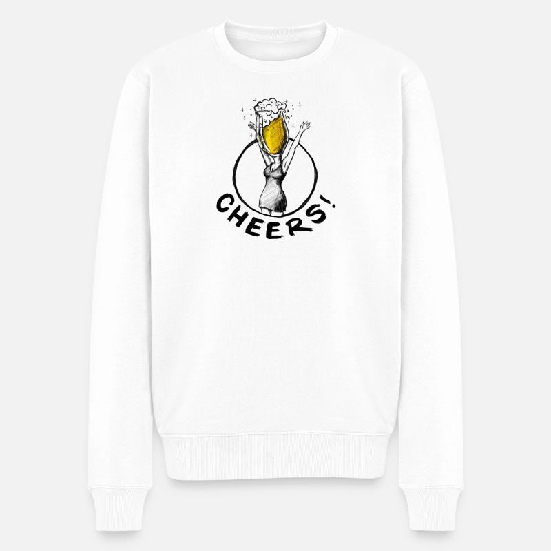 JGA: Bier-Cheers!-Illustration - Männer Premium Bio Pullover - Weiß
