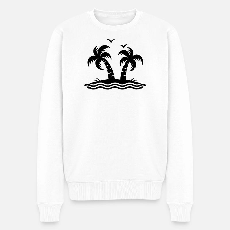 Palmiers - Pull Premium bio Homme - blanc