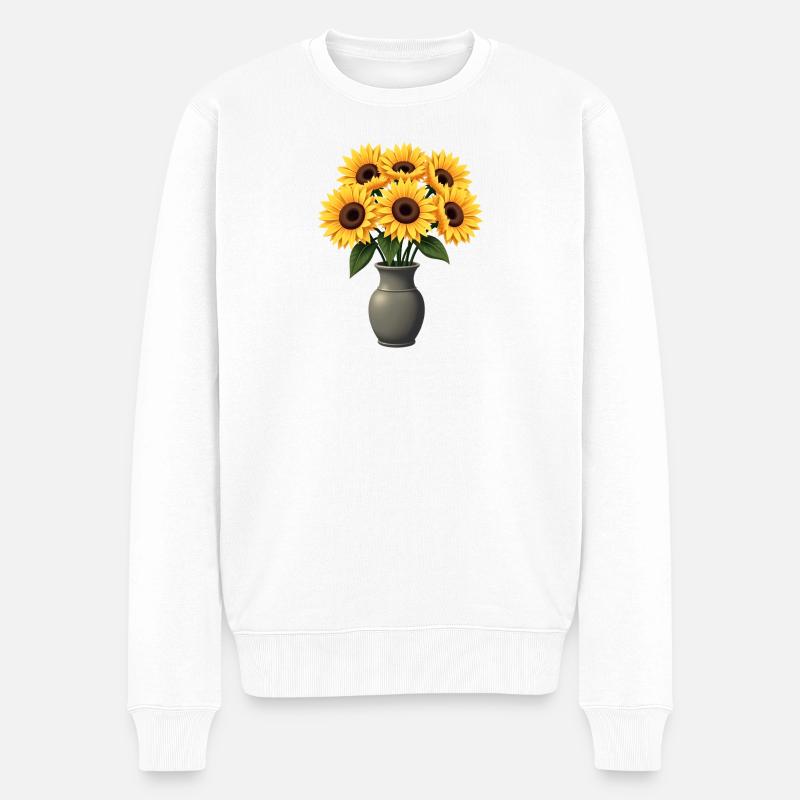 Sonnenblumen - Männer Premium Bio Pullover - Weiß