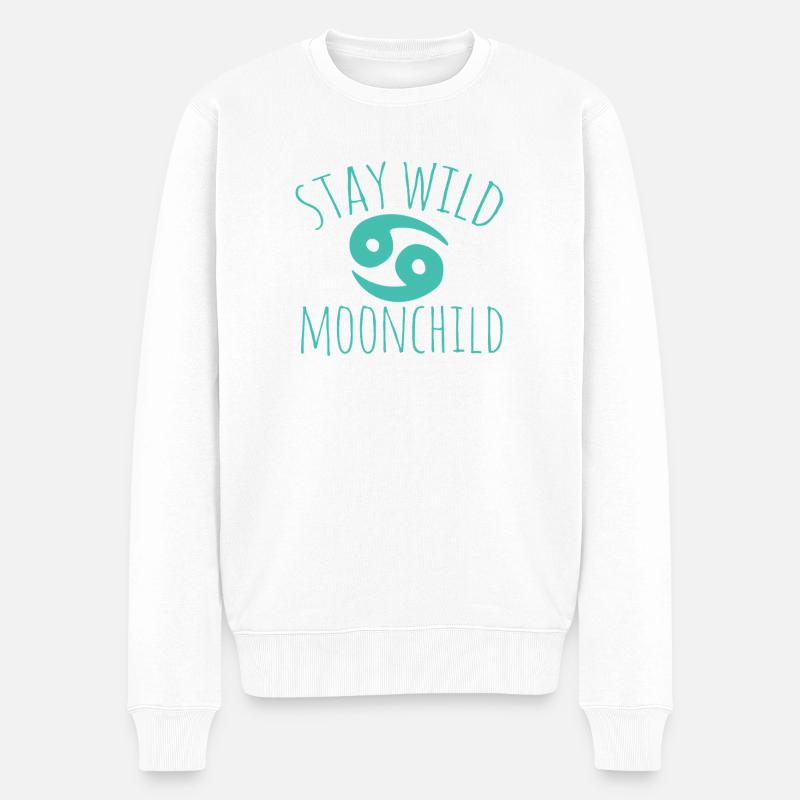 Bleib wild, Mondkind - Männer Premium Bio Pullover - Weiß