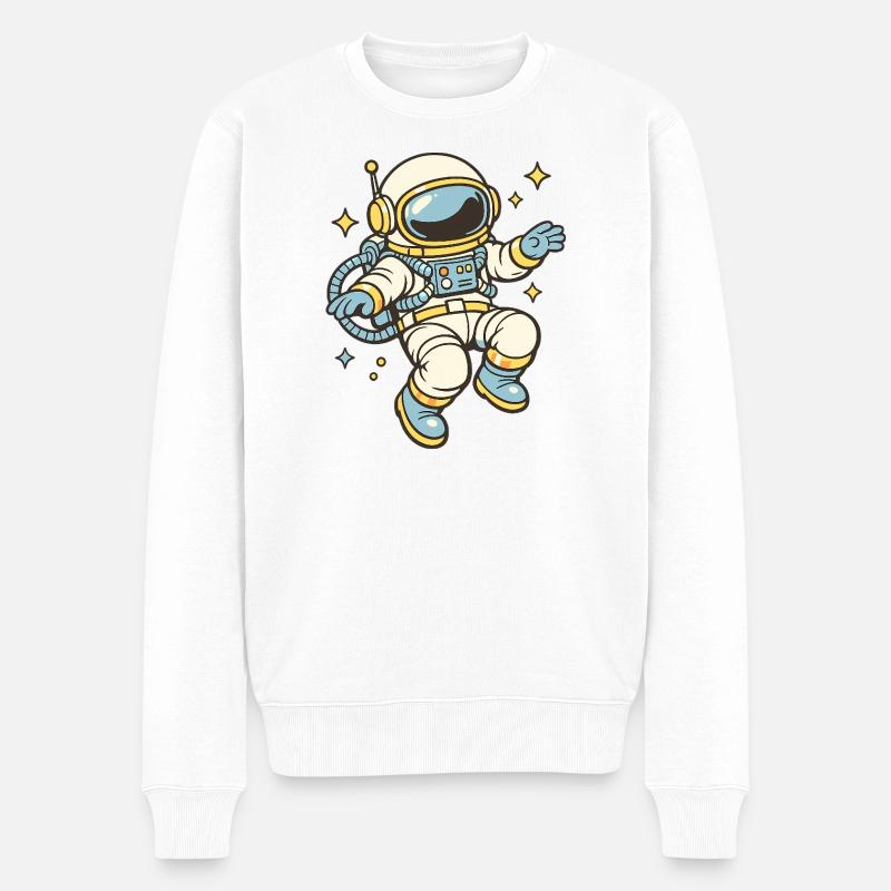 Retro Astronaut Sternenfreude - Männer Premium Bio Pullover - Weiß