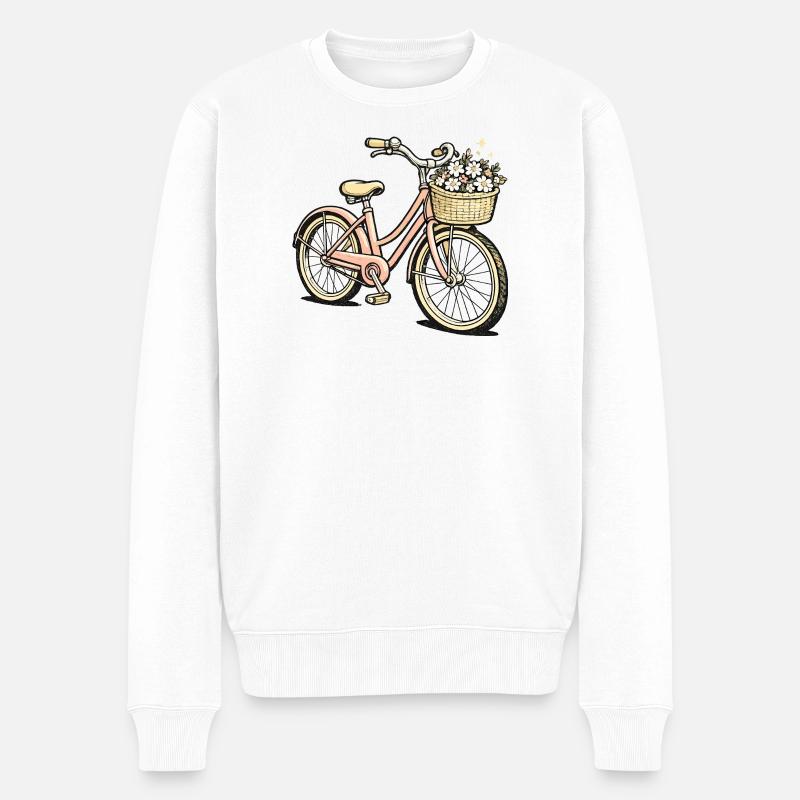 Panier de fleurs Style Vélo Pastel - Pull Premium bio Homme - blanc