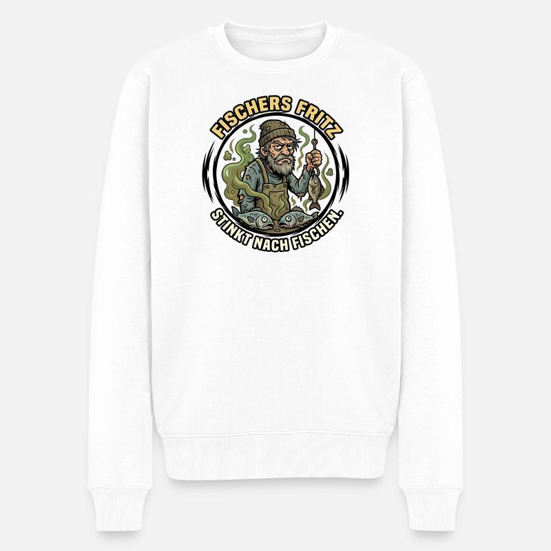 Fischers Fritz Stinkt Nach Fischen - Männer Premium Bio Pullover - Weiß