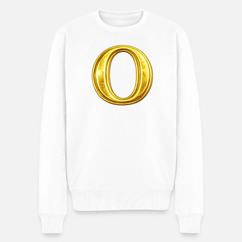 Goldenes Ring-O Design - Männer Premium Bio Pullover - Weiß