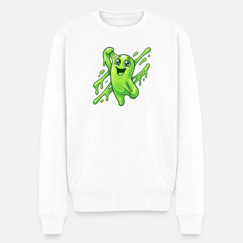 Grüner Schleim Fratz Spritzer - Männer Premium Bio Pullover - Weiß