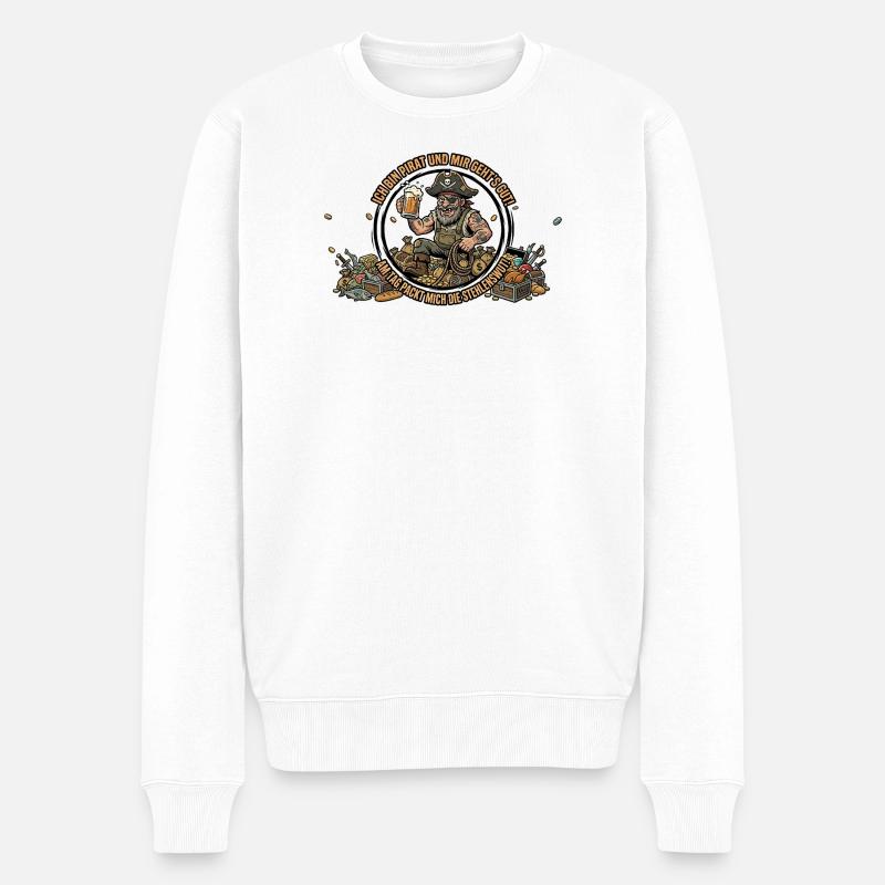Pirat mit Loot und Bier - Männer Premium Bio Pullover - Weiß