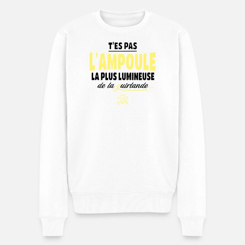 Du bist nicht die hellste Glühbirne - Männer Premium Bio Pullover - Weiß