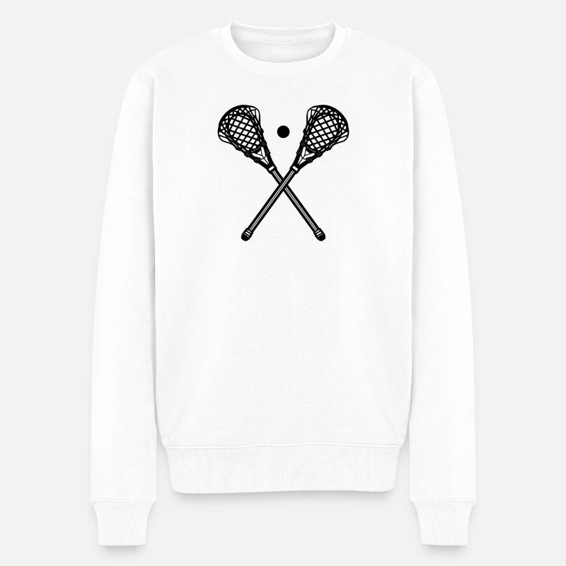 Lacrosse-Sticks und Ball - Männer Premium Bio Pullover - Weiß