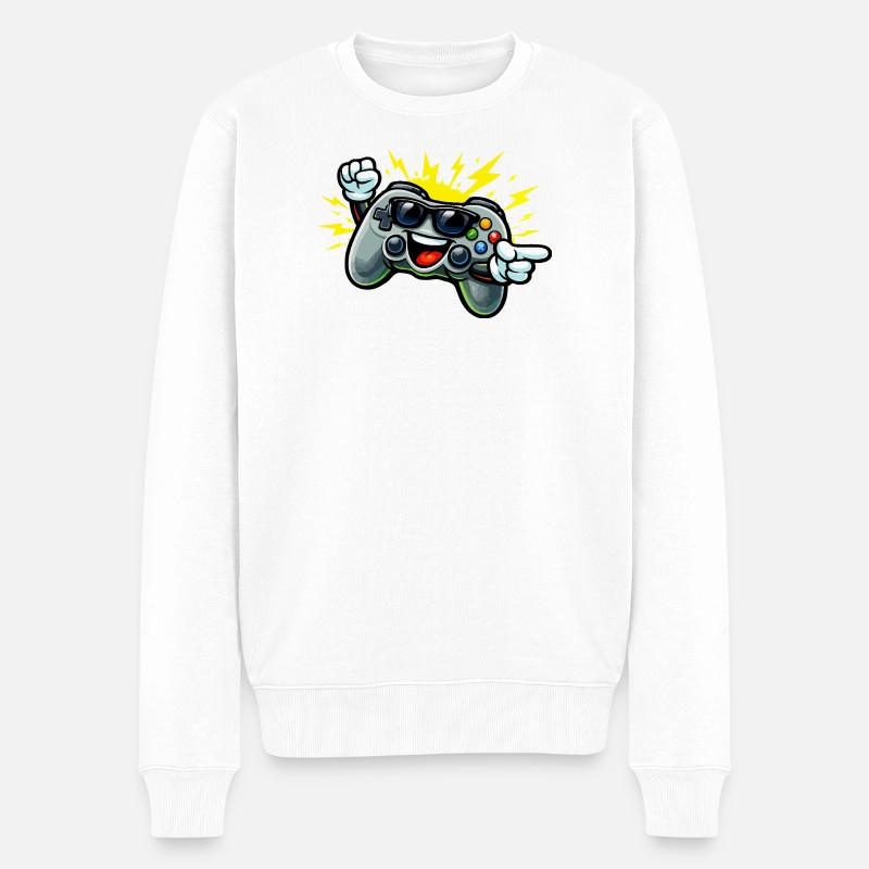 Fun avec manette rétro - Pull Premium bio Homme - blanc