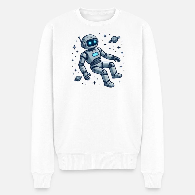 4 Le Robot dans l'espace - Pull Premium bio Homme - blanc