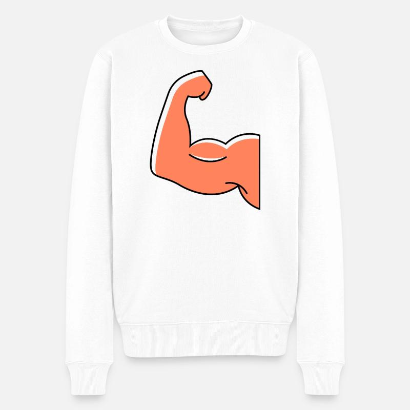 Muskeln hantel icon - Männer Premium Bio Pullover - Weiß