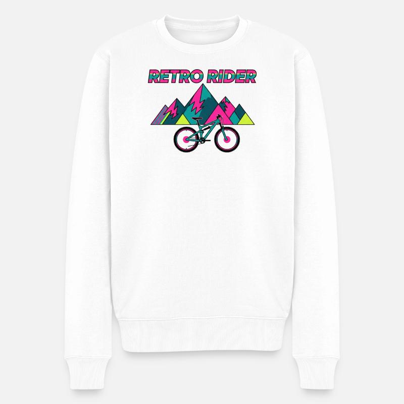 Retro Rider 90er MTB-Ästhetik - Männer Premium Bio Pullover - Weiß